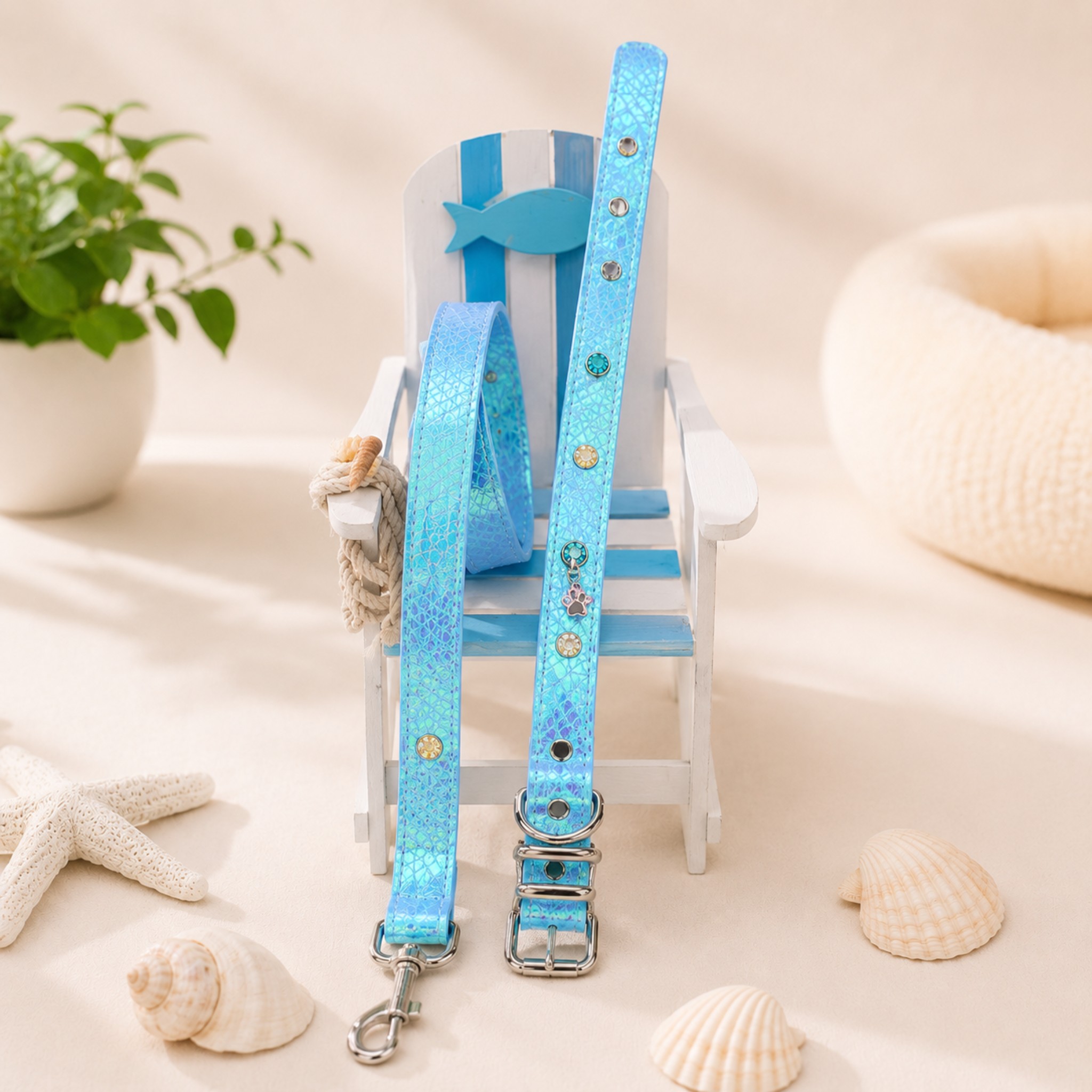 Set Collare e Guinzaglio Eco-Pelle Personalizzabile
